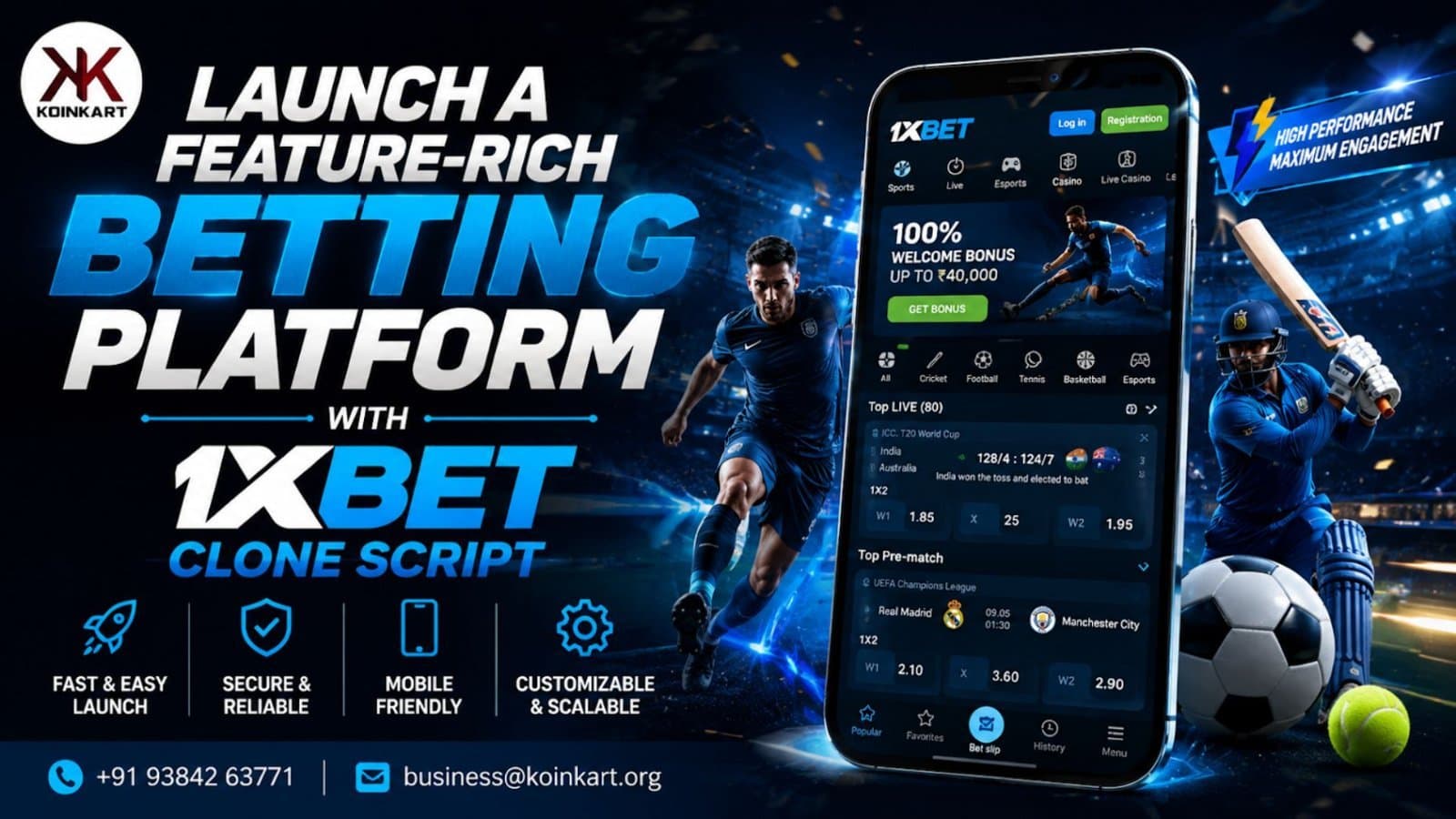 Photo shared by james: Build your own branded sportsbook with a 1xbet Clone Script from KoinKart. Create a betting platform