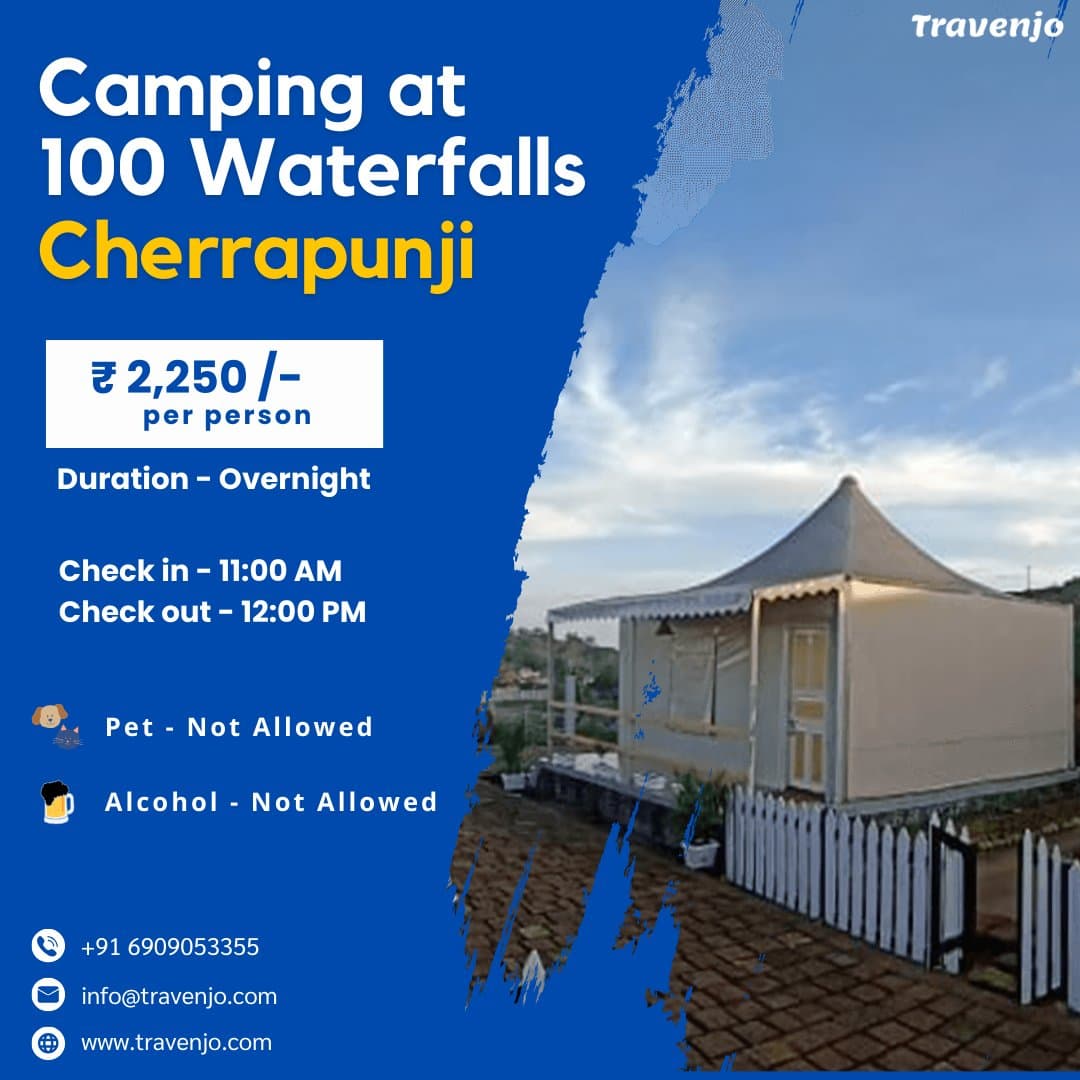 Photo shared by Travenjo: Camping at 100 Waterfalls in Cherrapunji is a once-in-a-lifetime experience that blends adventure, c
