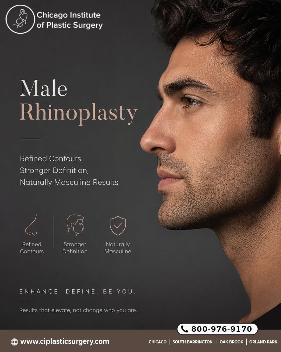 Photo shared by CHICAGO INSTITUTE OF PLASTIC SURGERY: Over time, male rhinoplasty has changed dramatically. Making the nose smaller or altering its shape 