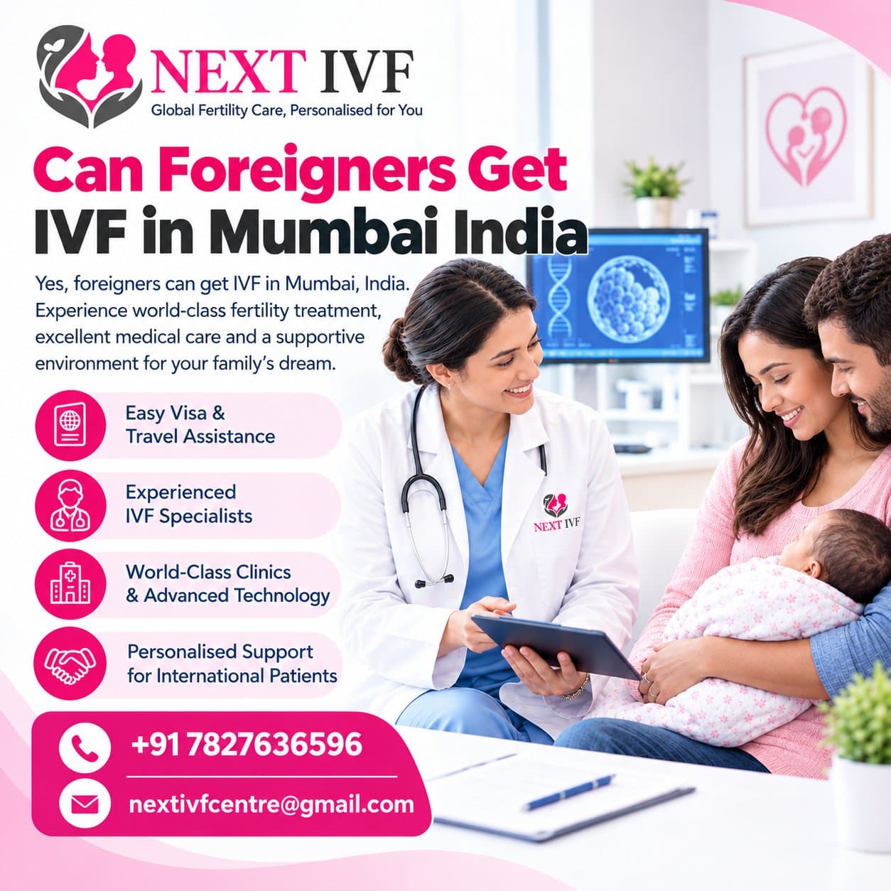Photo shared by Next IVF: 🌍 Can Foreigners Get IVF in Mumbai, India?👶

Are you planning to travel to India for fertility t