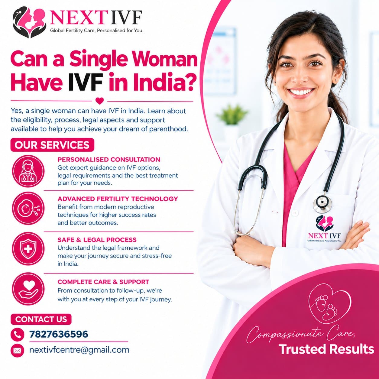 Photo shared by Next IVF: 🌸 Can a Single Woman Have IVF in India? 🤰💖

Motherhood is a personal choice, and every woman de
