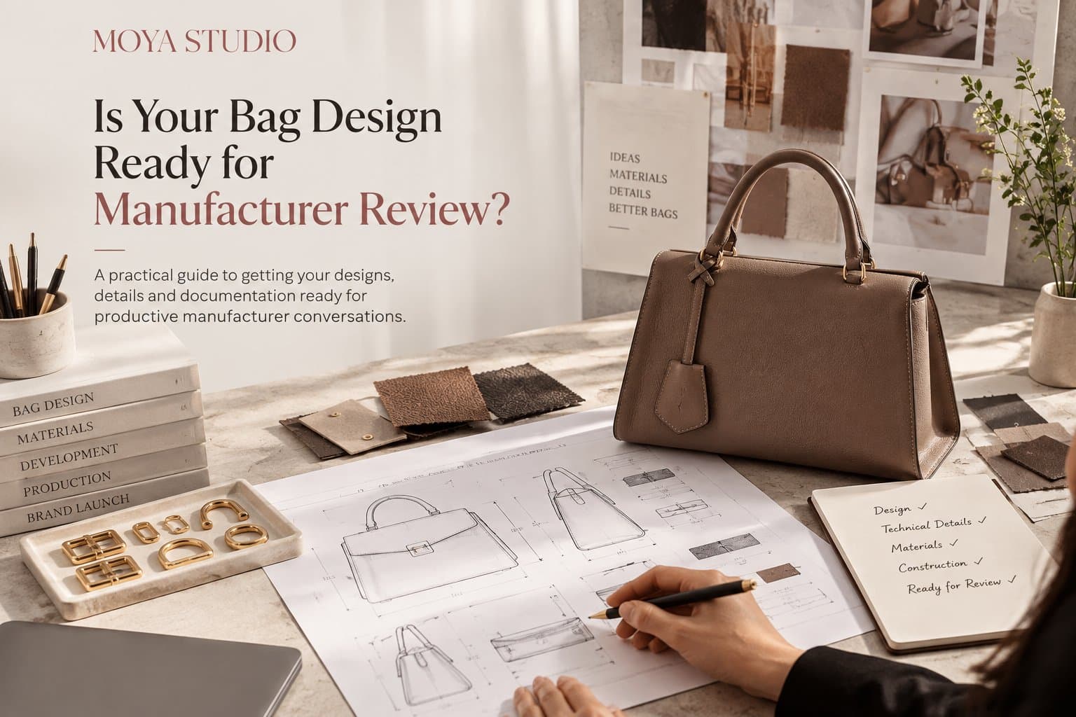 Photo shared by Moya Studio: Prepare Your Bag Design for Manufacturer Review
Moving from a bag concept to manufacturing requires