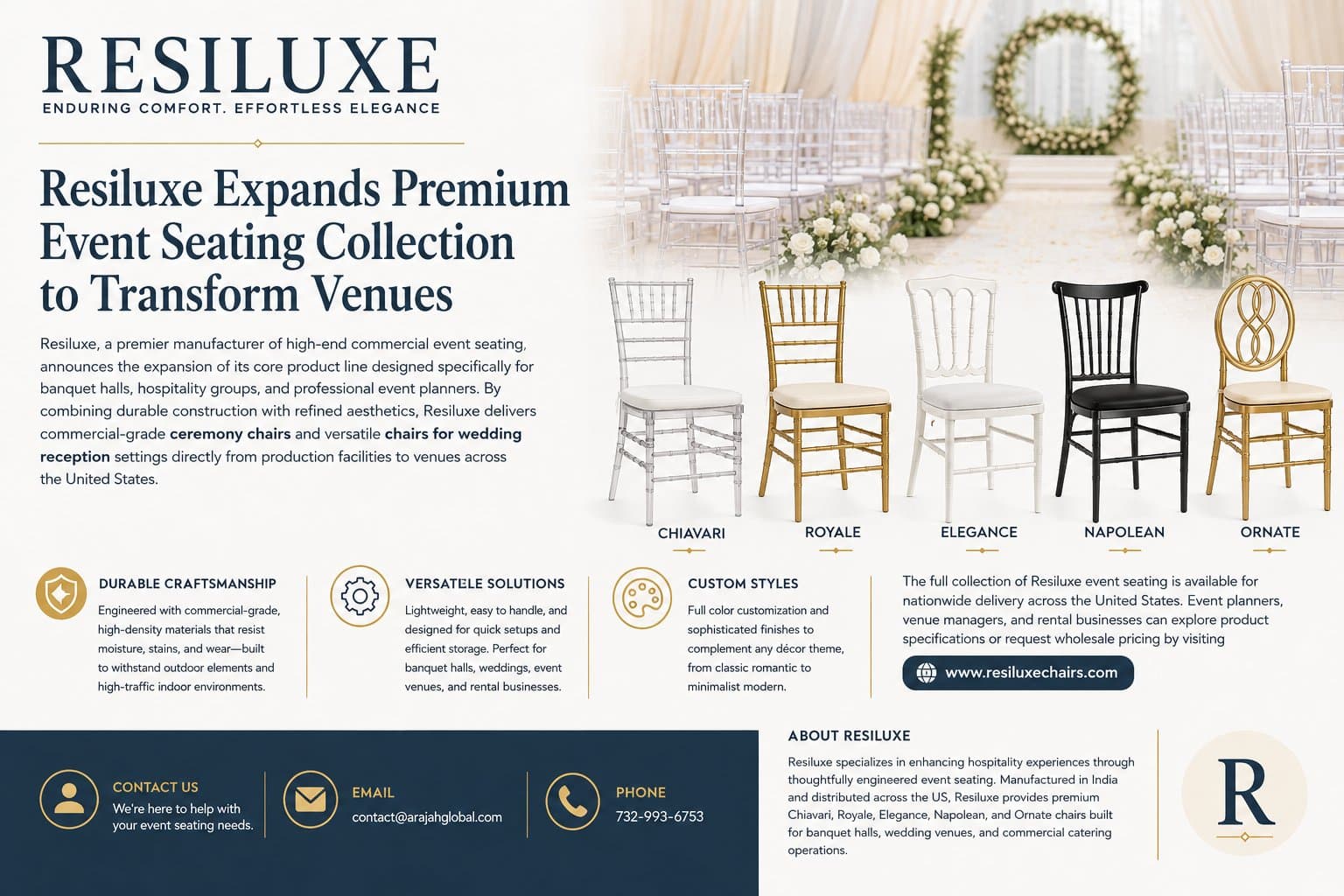 Photo shared by Resiluxe Chairs: Event planners, venue managers, and rental businesses can rely on Resiluxe for premium ceremony chai