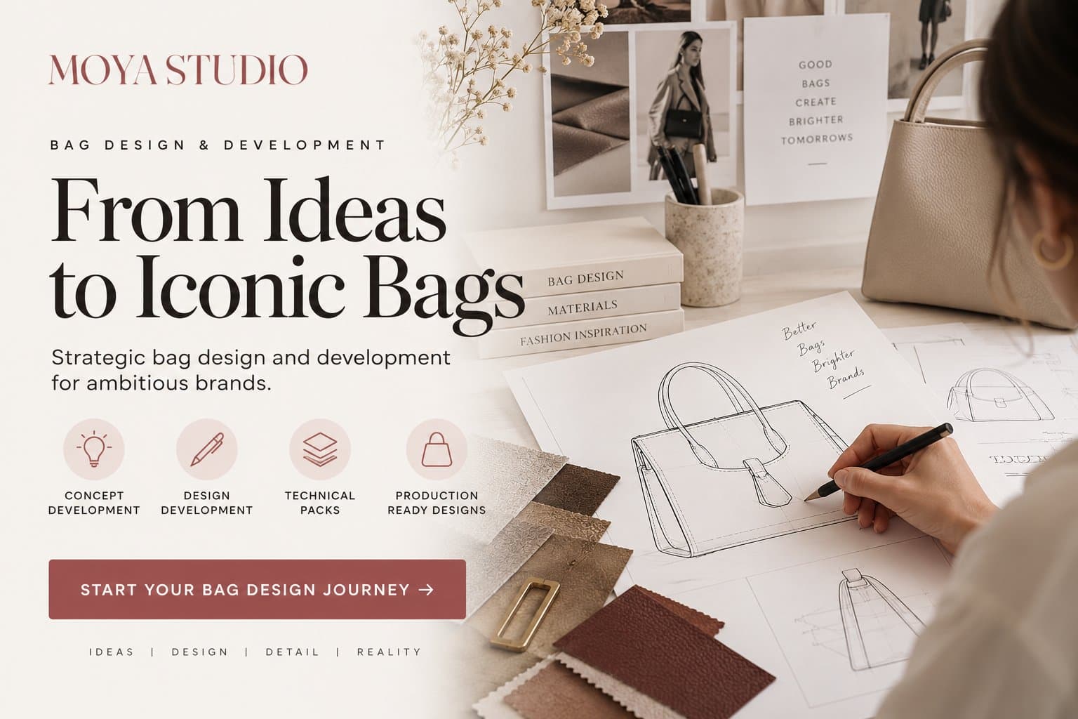 Photo shared by Moya Studio: From Ideas to Iconic Bags – Bag Design & Development

Turning a handbag concept into a real produc