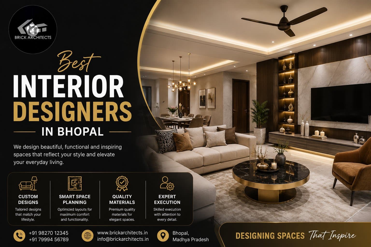 Photo shared by brick: Looking for the Best Interior Designers in Bhopal? Transform your home or office with stylish, funct