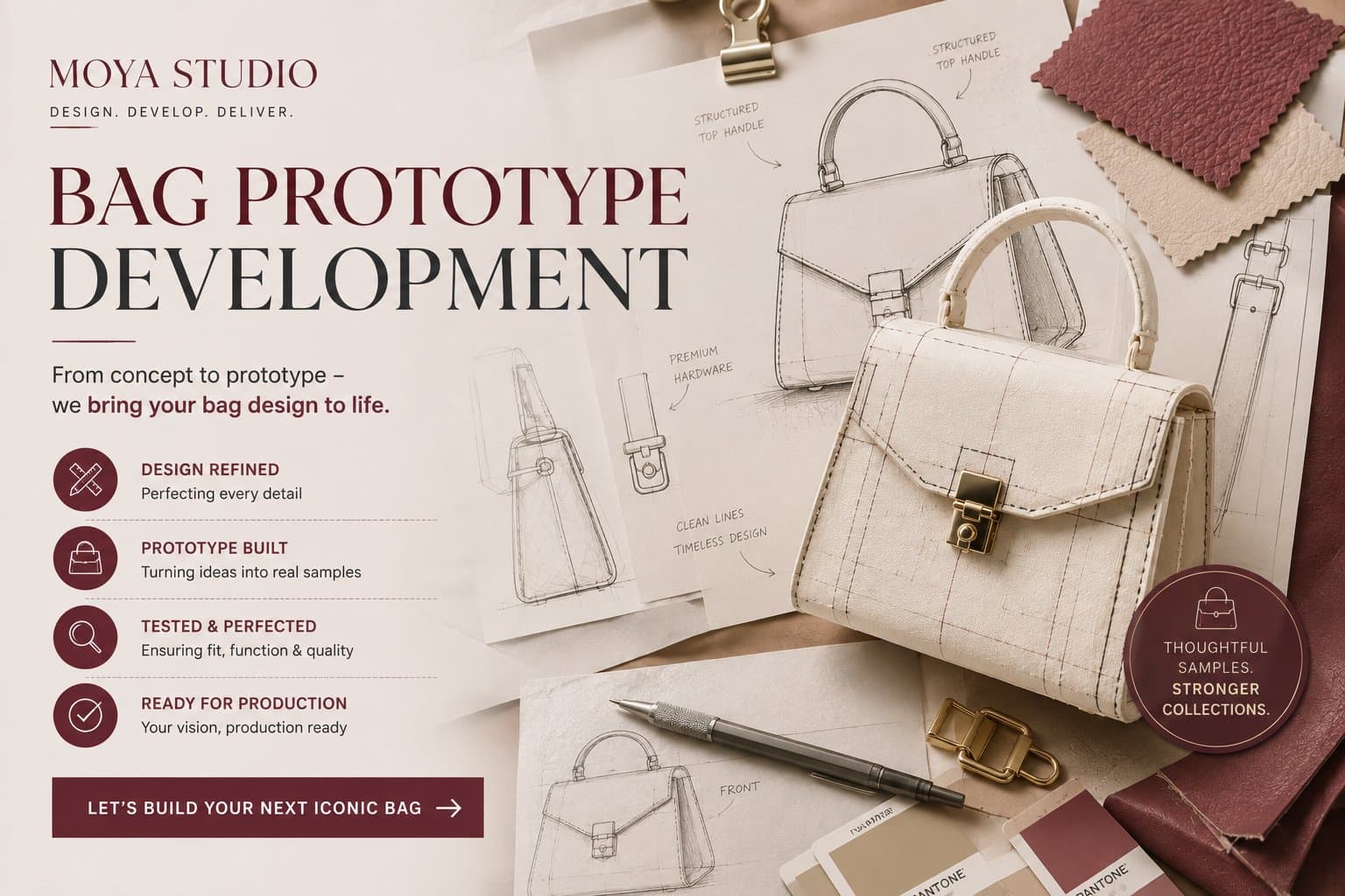 Photo shared by Moya Studio: Bag Prototype Development: Why the First Sample Matters

A handbag may look perfect in a sketch, b