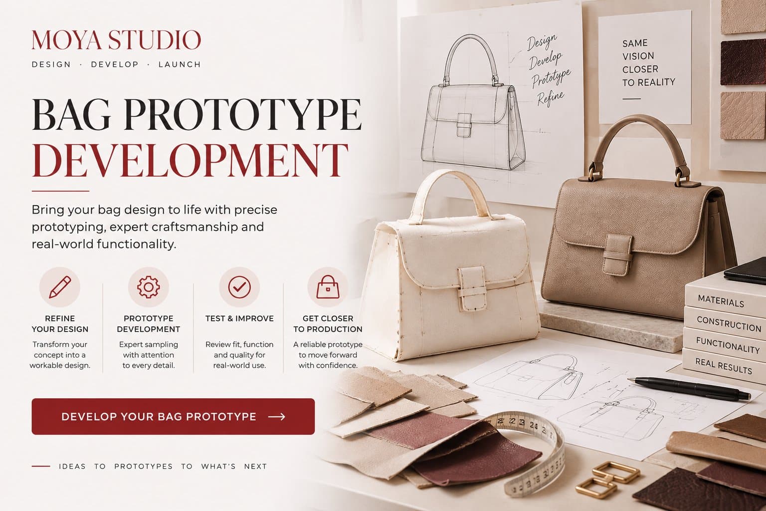 Photo shared by Moya Studio: Bag Prototype Development: Turning Ideas Into Real Products

A bag design may look complete on pap