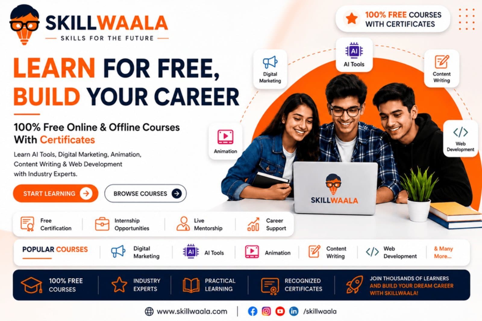 Photo shared by jamesh: Build your future with Skillwaala! Learn AI Tools, Digital Marketing, Web Development, Content Writi