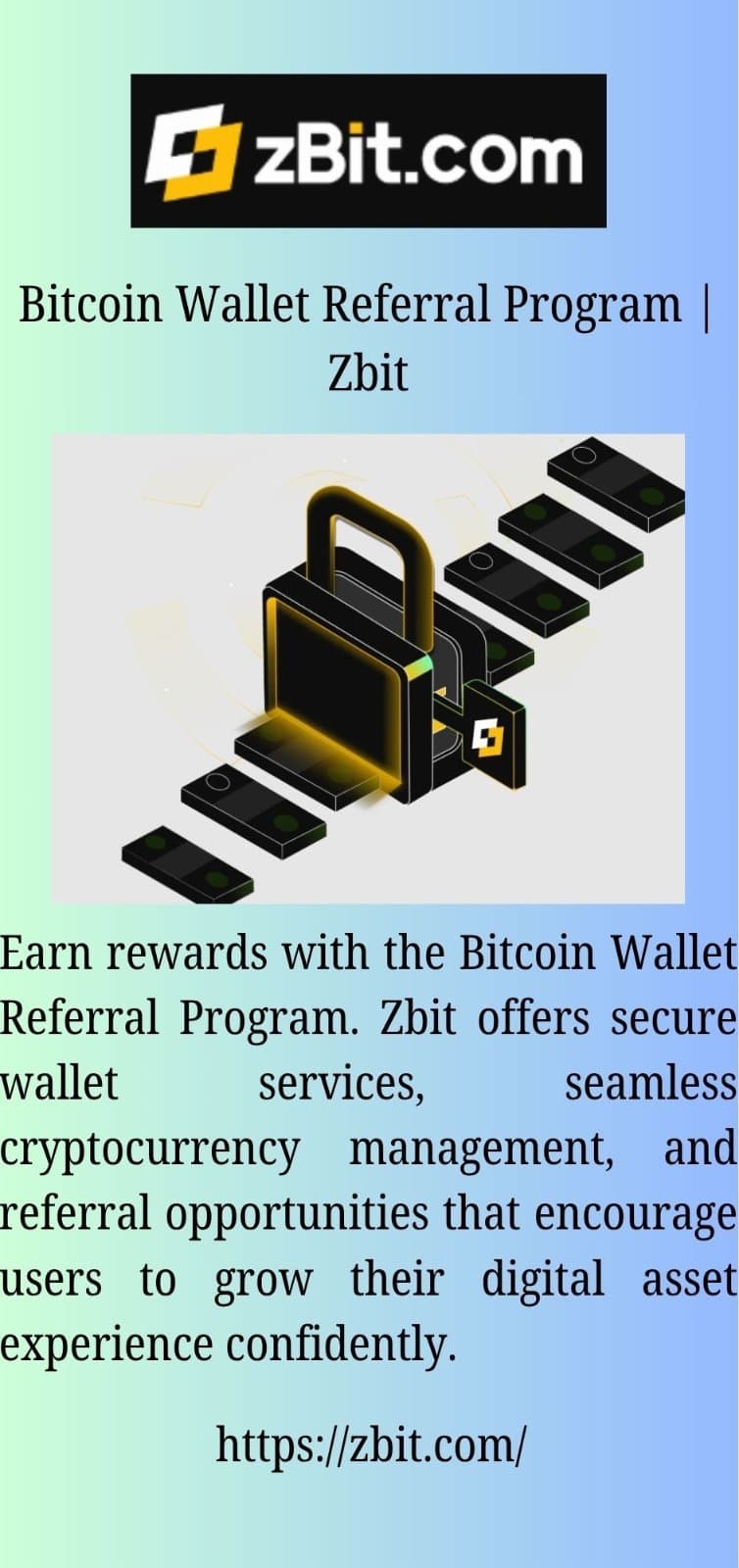 Photo shared by business service: Bitcoin Wallet Referral Program | Zbit
Earn rewards with the Bitcoin Wallet Referral Program. Zbi