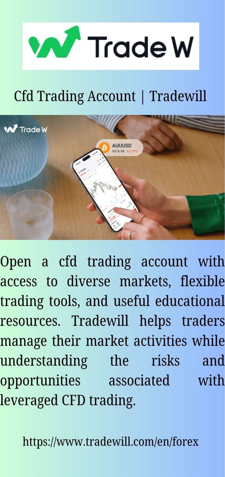 Photo shared by Online Business Service: Cfd Trading Account | Tradewill
Open a cfd trading account with access to diverse markets, flexib