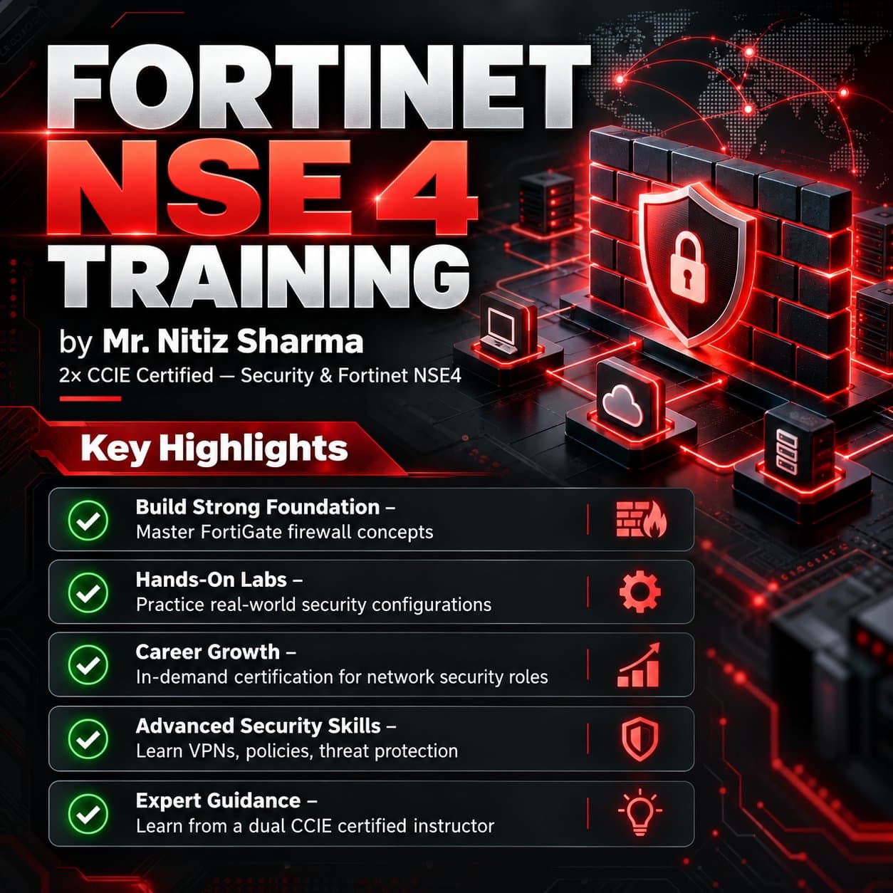 Photo shared by gayani: Advance your cybersecurity skills with our comprehensive Fortinet NSE 4 Training. Designed to prepar