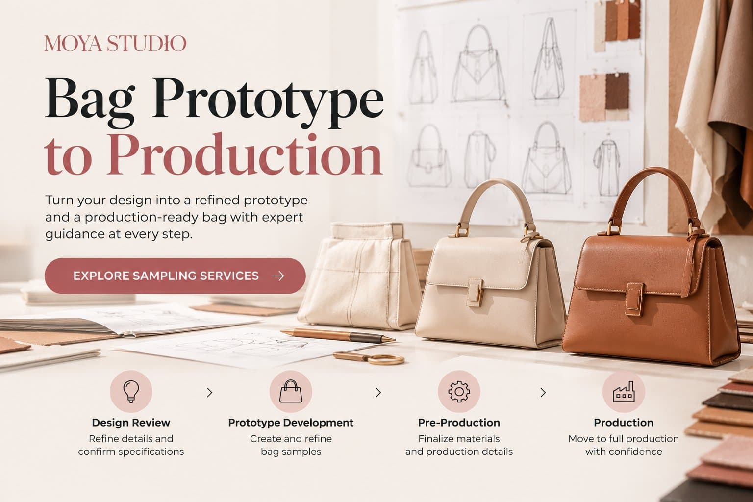 Photo shared by Moya Studio: What Happens Between a Bag Prototype and Production?
Getting a bag prototype made is an important m