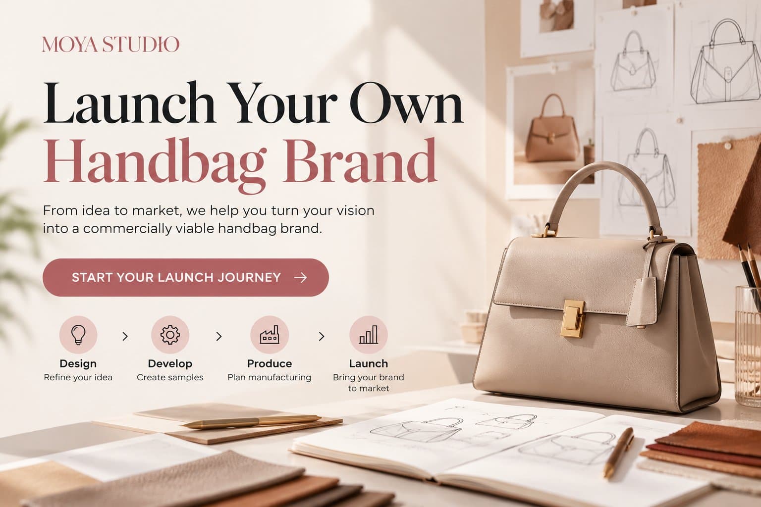 Photo shared by Moya Studio: Ready to Launch Your Own Handbag Brand?
A strong handbag brand starts with more than an idea. Fro