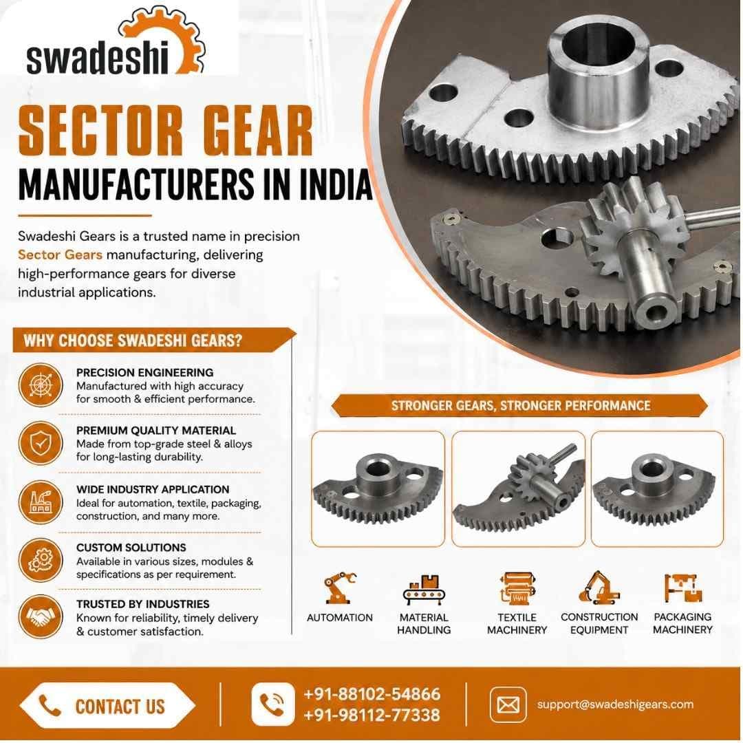 Photo shared by Swadeshi Gears: Custom Sector Gears for OEM Applications
Swadeshi Gears manufactures customized Sector Gear compo