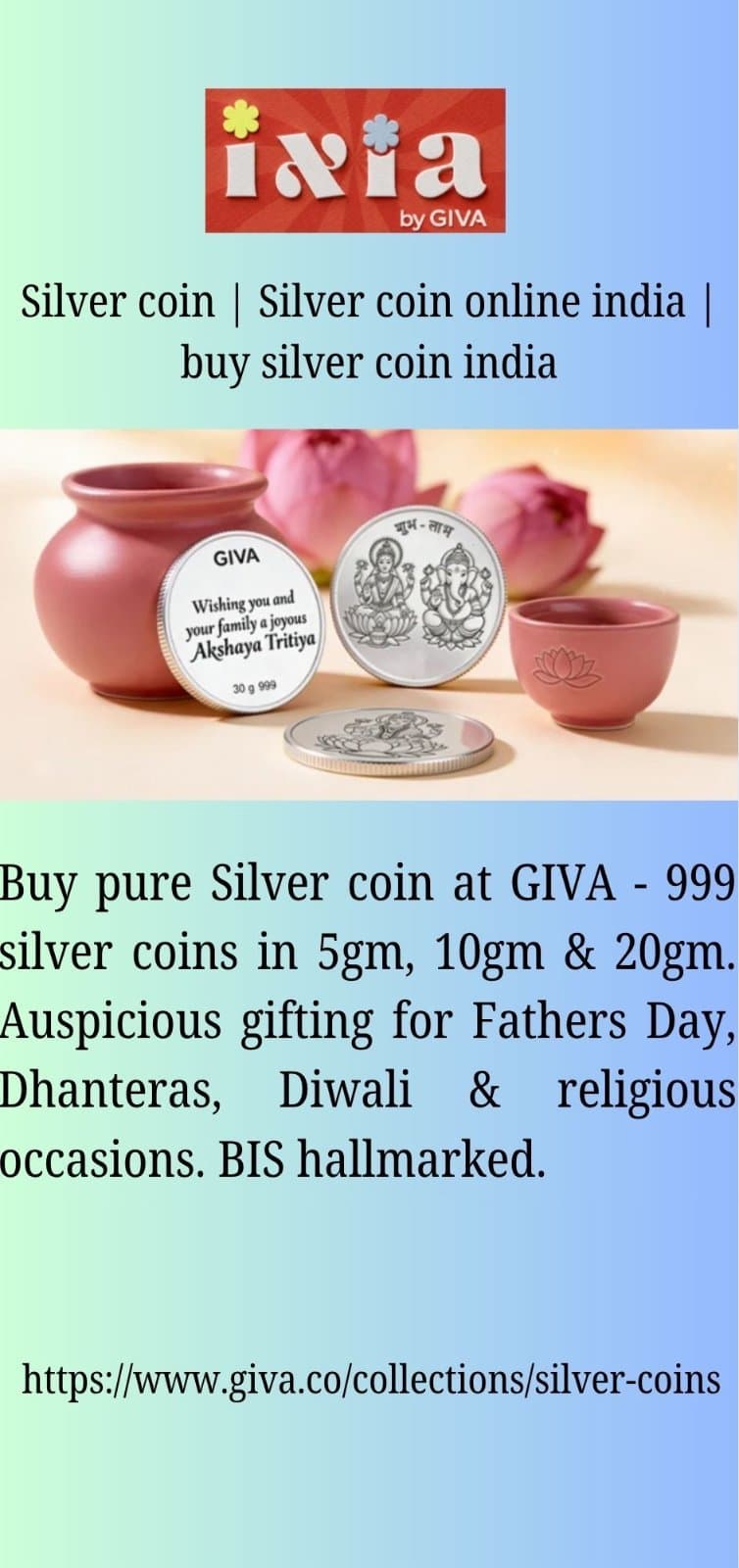 Photo shared by Heer By Giva: Silver coin | Silver coin online india | buy silver coin india
Buy pure Silver coin at GIVA - 999