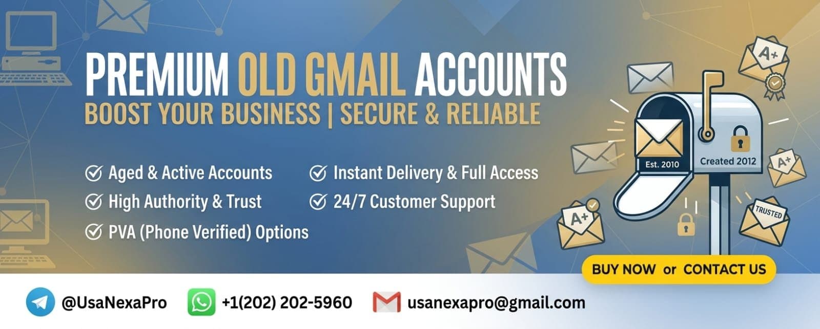Photo shared by Email Accounts Providers: *Looking for Authentic Old Gmail Accounts at the Lowest Price?*
Don't wait any longer—contact us