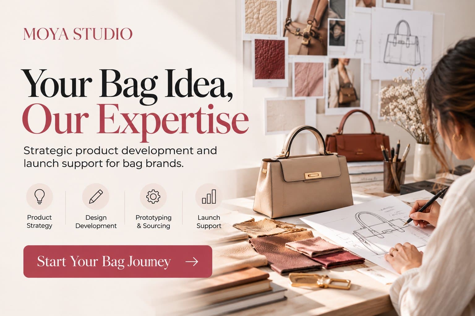 Photo shared by Moya Studio: Your Bag Idea, Our Expertise
Have a handbag idea but need help turning it into a finished product