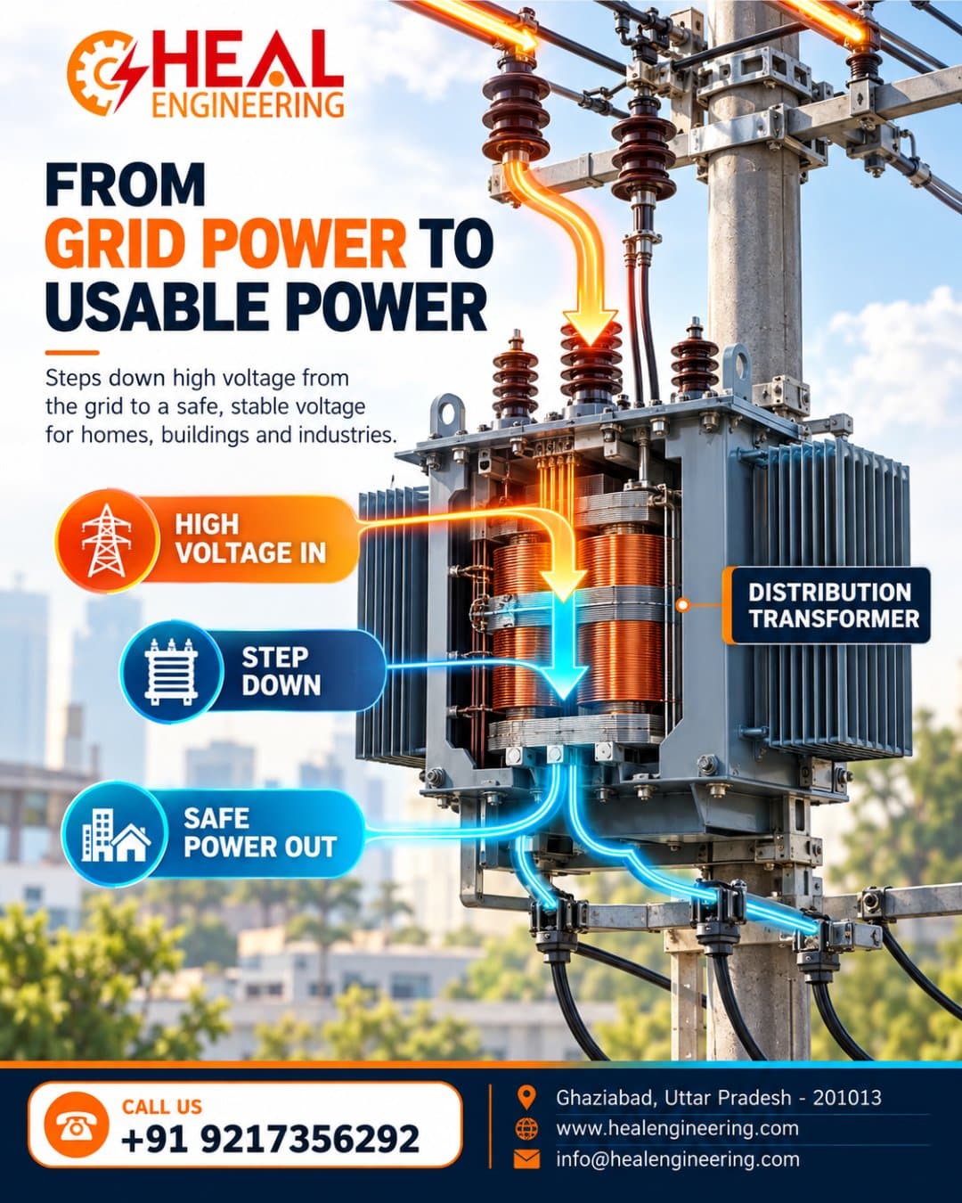 Photo shared by Kalpanamishra: ⚡ From Grid Power to Usable Power! Distribution transformers step down high voltage to usable voltag