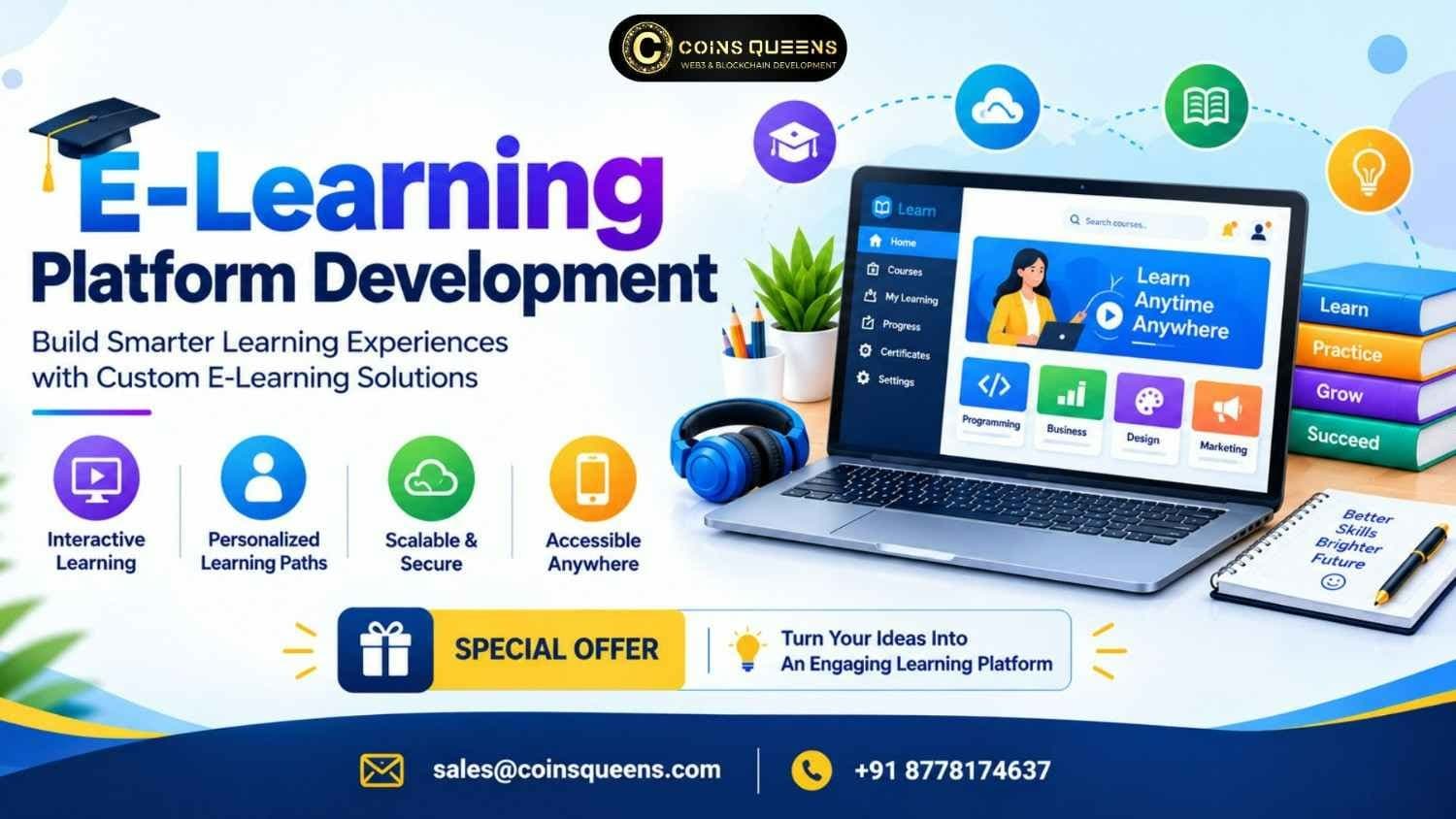 Photo shared by SterlinCooper: Launch your E-Learning Platform Development project with structured course management, scalable arch