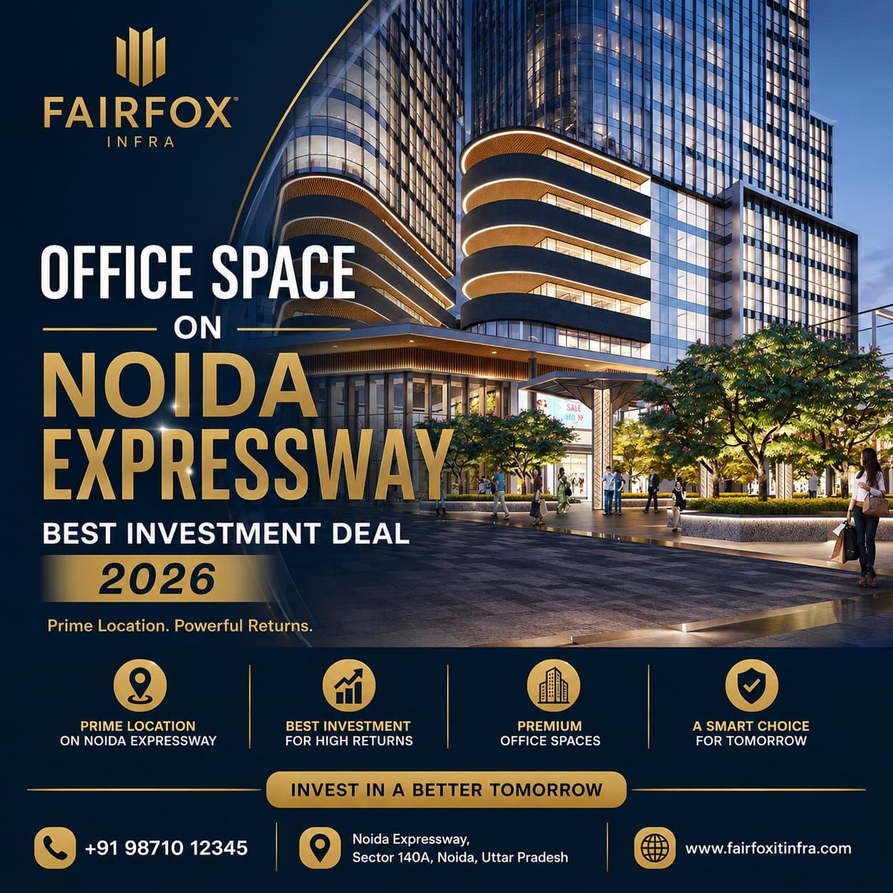 Photo shared by FAIRFOX IT INFRA PRIVATE LIMITED: Discover premium office space on Noida Expressway with unmatched growth potential. Enjoy high ROI, p
