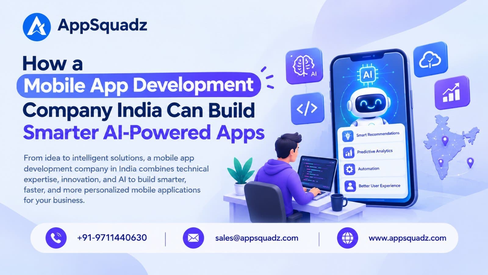 Photo shared by appsquadz software: Discover how a mobile app development company in India can build smarter AI-powered apps with person