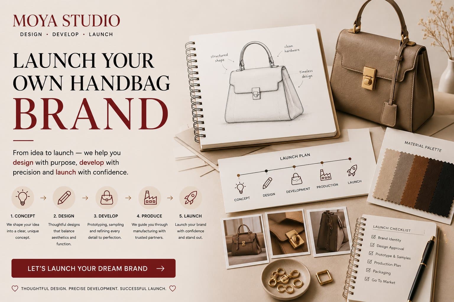 Photo shared by Moya Studio: Launch Your Own Handbag Brand
Ready to launch your own handbag brand? Start with the right produc